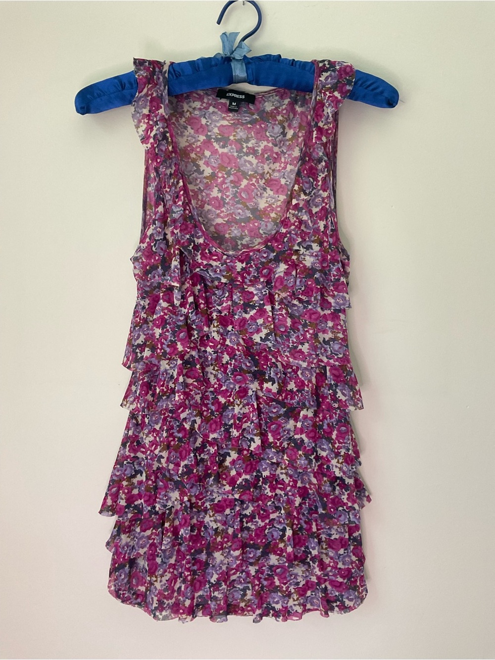 Express Floral Knit Tank Top - Pink, Purple & Cream